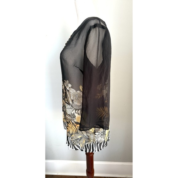 Heirloom Limited Black Brown Leaves Women's Transparent Top S-M - Picture 4 of 7